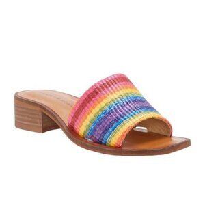 Lucky Brand Block Heel Slide Sandals Colorful  Size 6